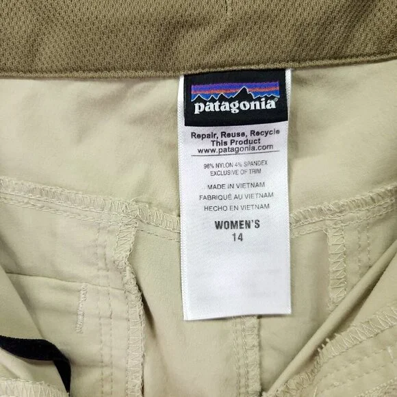 Patagonia Quandary Womens Hiking Pants Size 14 Beige Roll Up Tab - Picture 6 of 13